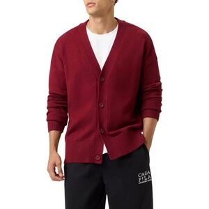 Fila $150 Casa Baseline Cardigan Men’s Medium Classic Relaxed Burgundy Syrah NWT